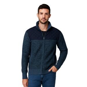 Men's Navy Quilted Sweater